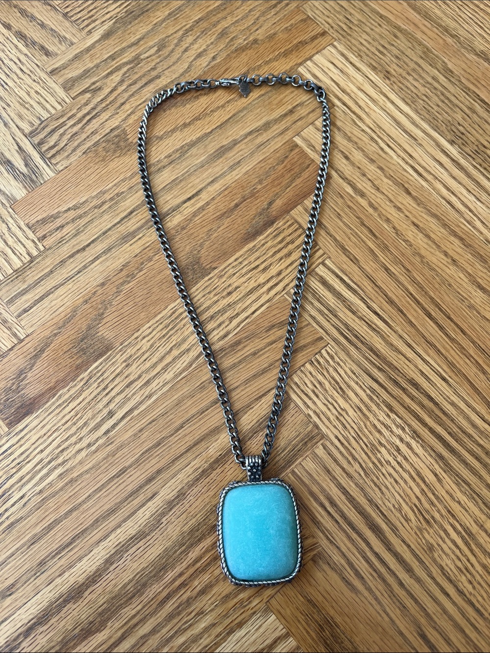 Lucky Brand Silver-Tone Necklace with Turquoise Stone Pendant